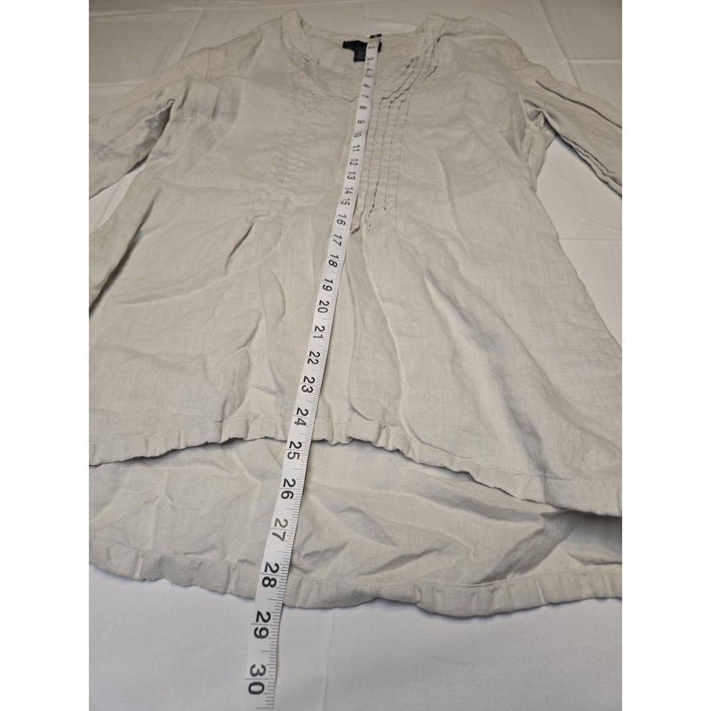 Cynthia Rowley 100% Linen Tunic Womens Small Off-White Roll Sleeve Pullover - Picture 2 of 7